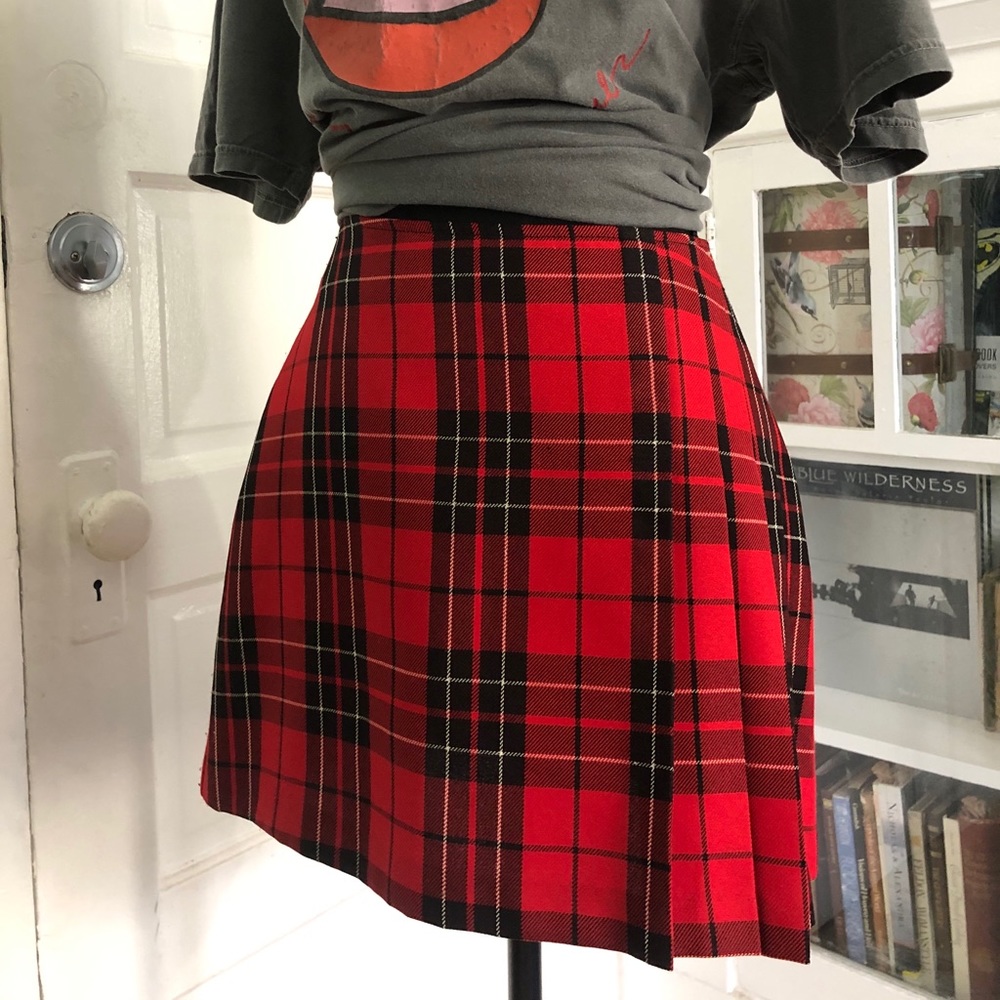 XOXO Tartan Plaid Red Mini Skirt